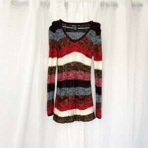 ✿ y2k striped knit sweater dress mini long sleeve ✿